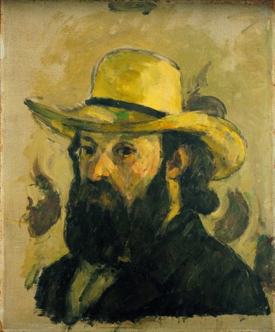 Portrait of the Artist with a Straw Hat by Paul Cézanne